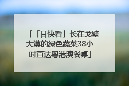 「甘快看」长在戈壁大漠的绿色蔬菜38小时直达粤港澳餐桌