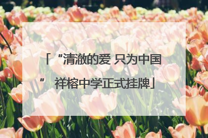 “清澈的爱 只为中国” 祥榕中学正式挂牌