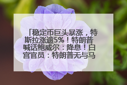 稳定币巨头暴涨，特斯拉涨逾5%！特朗普喊话鲍威尔：降息！白宫官员：特朗普无与马斯克交谈计划，他正考虑卖掉红色特斯拉