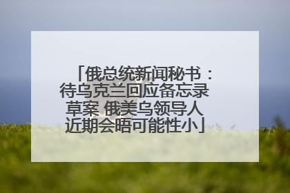 俄总统新闻秘书：待乌克兰回应备忘录草案 俄美乌领导人近期会晤可能性小