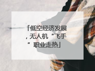低空经济发展，无人机“飞手”职业走热