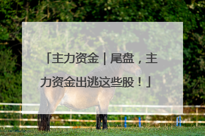 主力资金｜尾盘，主力资金出逃这些股！