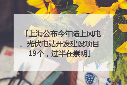 上海公布今年陆上风电、光伏电站开发建设项目19个，过半在崇明