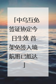 中乌互免签证协定今日生效 首架免签入境航班已抵达