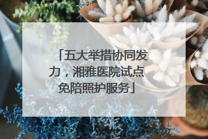 五大举措协同发力，湘雅医院试点免陪照护服务