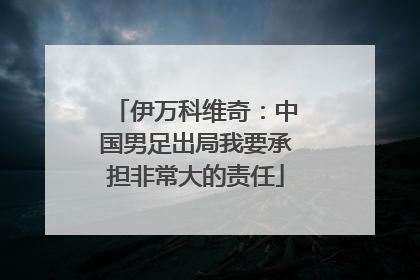 伊万科维奇：中国男足出局我要承担非常大的责任