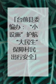 台前县委编办：“小设施”护航“大民生” 保障村民出行安全