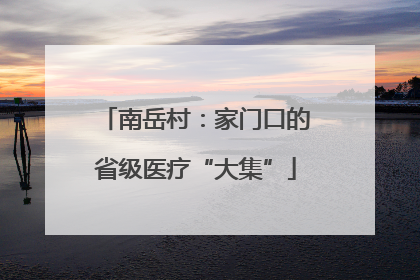 南岳村：家门口的省级医疗“大集”