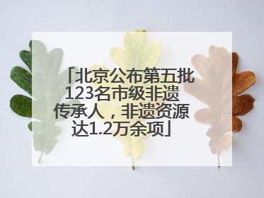 北京公布第五批123名市级非遗传承人，非遗资源达1.2万余项