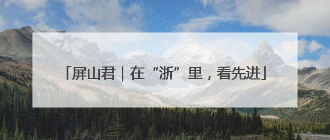 屏山君｜在“浙”里，看先进