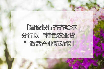 建设银行齐齐哈尔分行以“特色农业贷”激活产业新动能