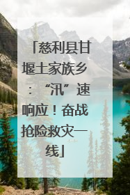 慈利县甘堰土家族乡：“汛”速响应！奋战抢险救灾一线