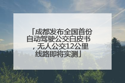 成都发布全国首份自动驾驶公交白皮书，无人公交12公里线路即将实测