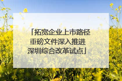 拓宽企业上市路径 重磅文件深入推进深圳综合改革试点