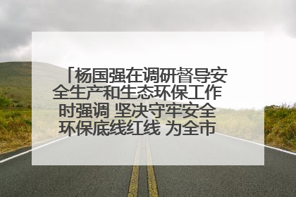 杨国强在调研督导安全生产和生态环保工作时强调 坚决守牢安全环保底线红线 为全市经济社会高质量发展提供坚强保障