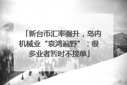 新台币汇率强升，岛内机械业“哀鸿遍野”：很多业者暂时不接单