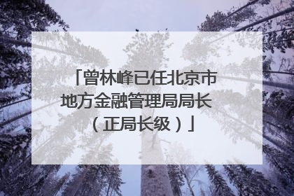 曾林峰已任北京市地方金融管理局局长（正局长级）