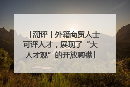潮评丨外籍商贸人士可评人才，展现了“大人才观”的开放胸襟