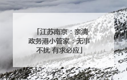 江苏南京：亲清·政务港小管家：无事不扰 有求必应