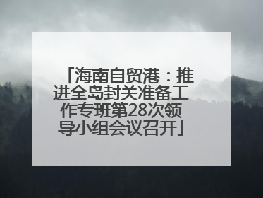 海南自贸港：推进全岛封关准备工作专班第28次领导小组会议召开