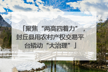 聚焦“两高四着力”，封丘县用农村产权交易平台撬动“大治理”