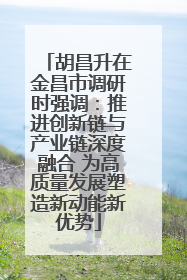 胡昌升在金昌市调研时强调：推进创新链与产业链深度融合 为高质量发展塑造新动能新优势