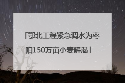 鄂北工程紧急调水为枣阳150万亩小麦解渴
