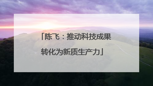 陈飞：推动科技成果转化为新质生产力