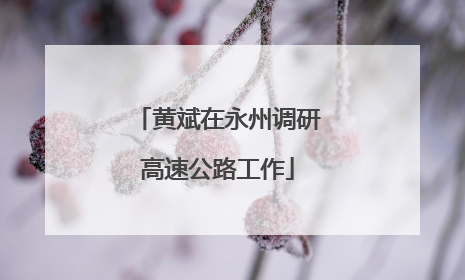 黄斌在永州调研高速公路工作