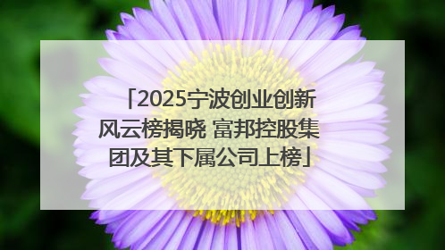 2025宁波创业创新风云榜揭晓 富邦控股集团及其下属公司上榜